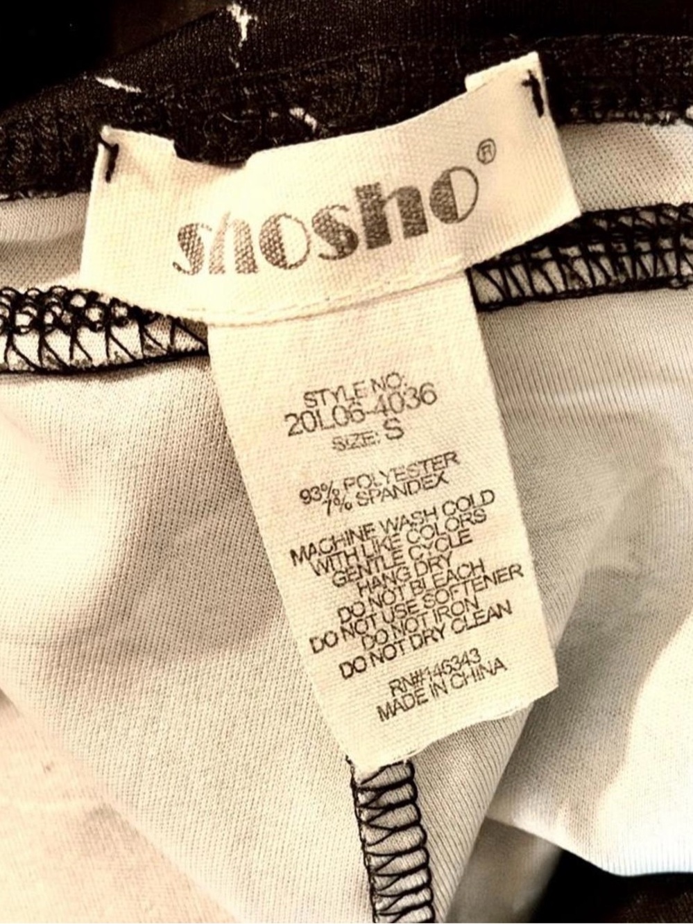 shosho Black Leggings with White Marble Print Sz S - Picture 6 of 6